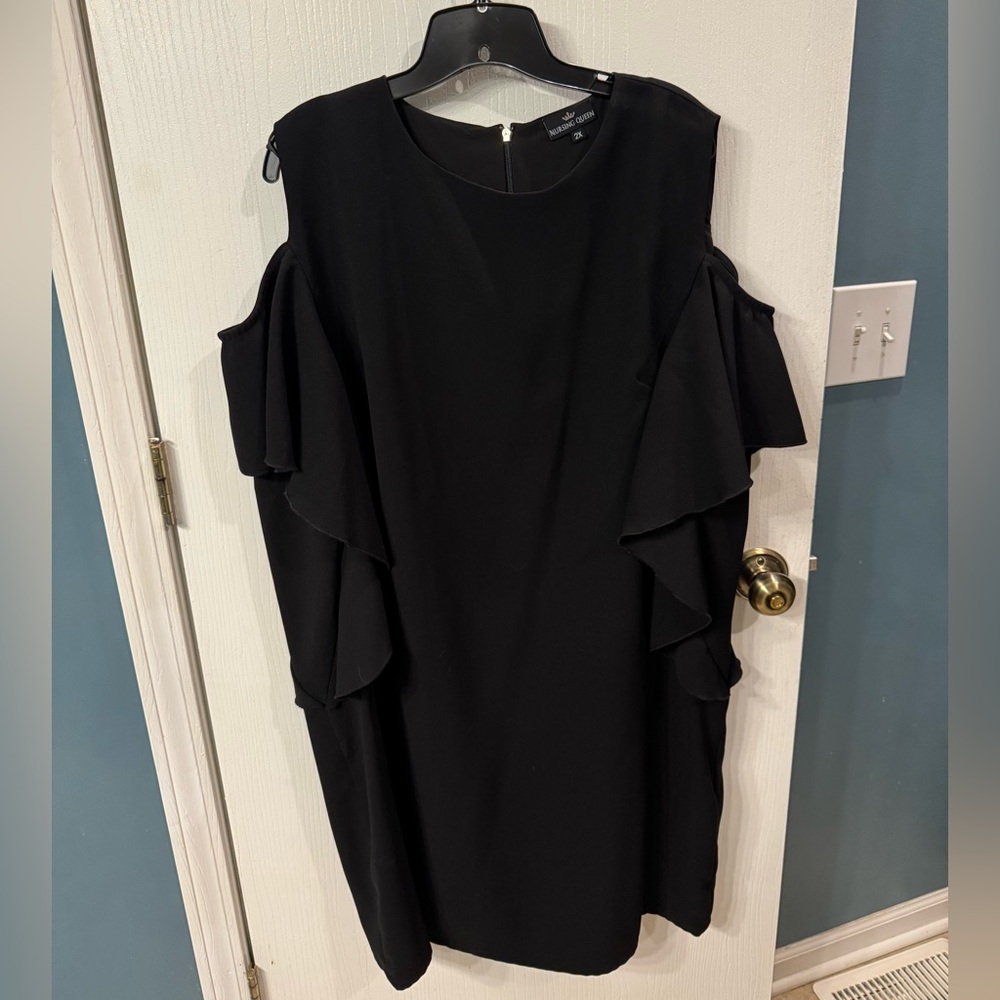 Elegant Black Cold Shoulder Nursing Dress